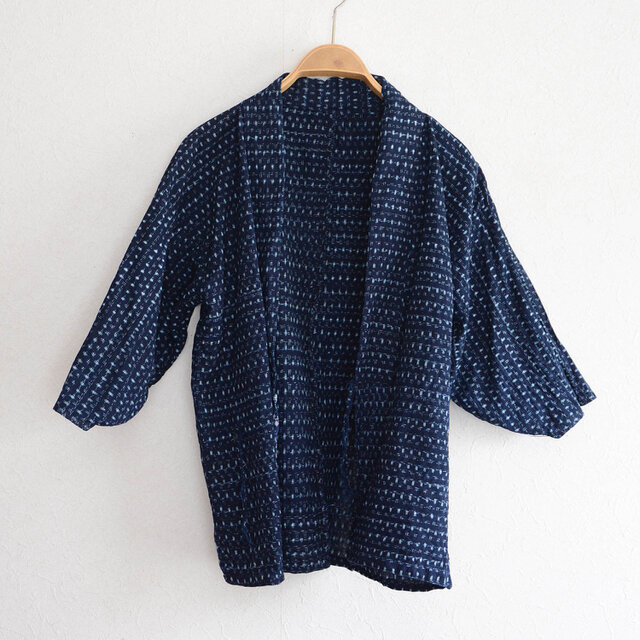 野良着 藍染 書生絣風 木綿 着物 古布 ジャパンヴィンテージ リメイク
