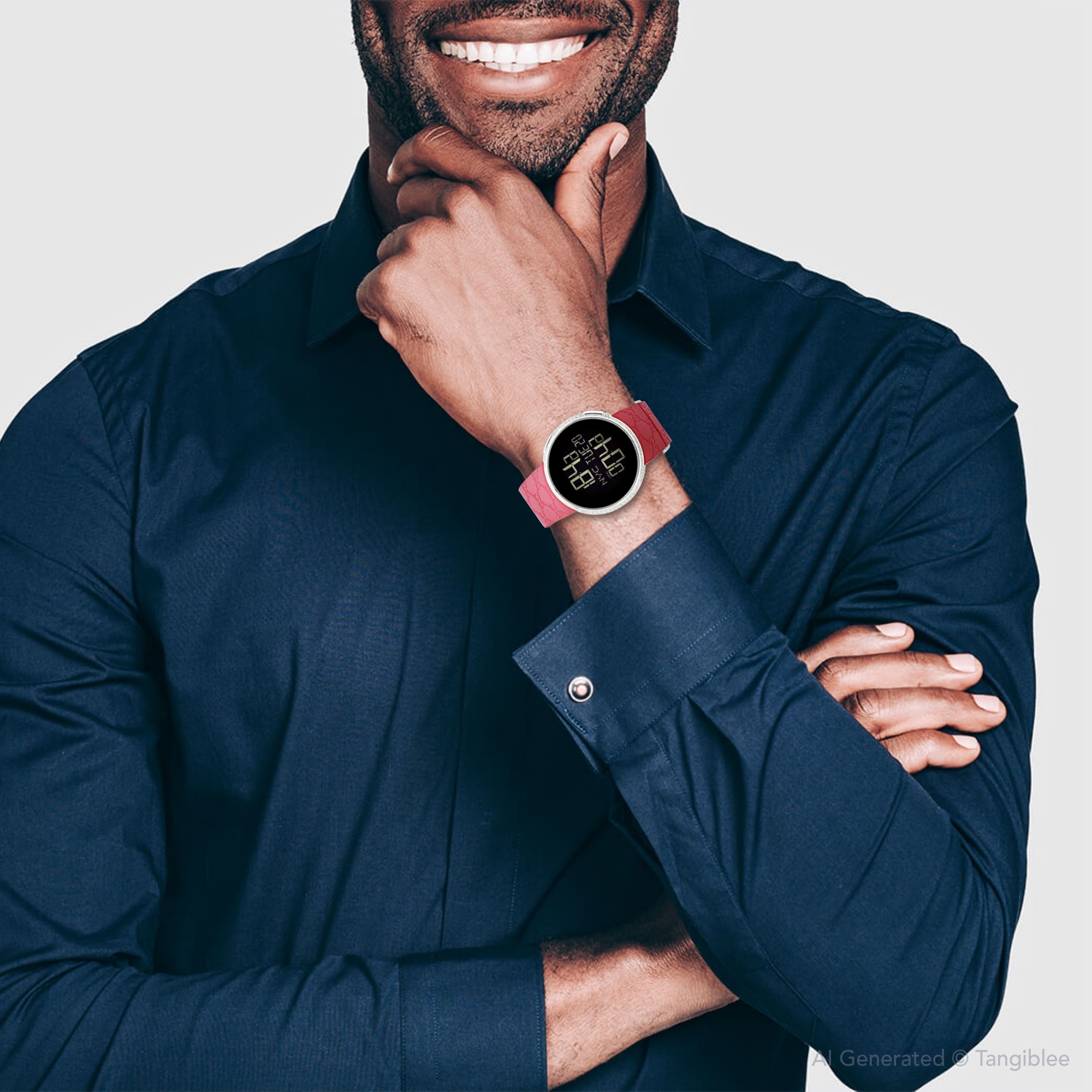 Men's Gucci I-Gucci Digital Steel Case Red Rubber Watch YA114212