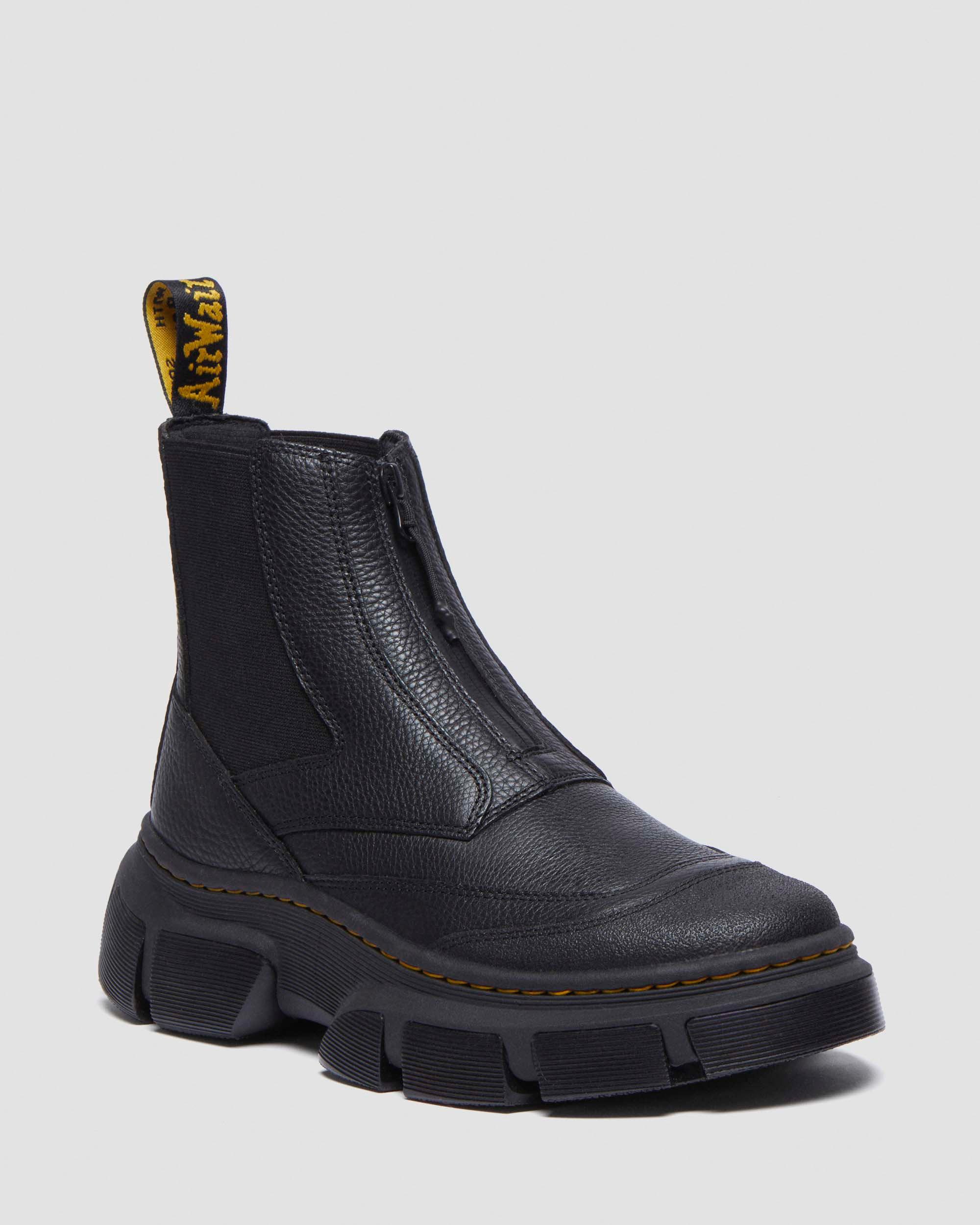 Audrick 10-Eye Poly & Leather Platform Boots in Black | Dr. Martens