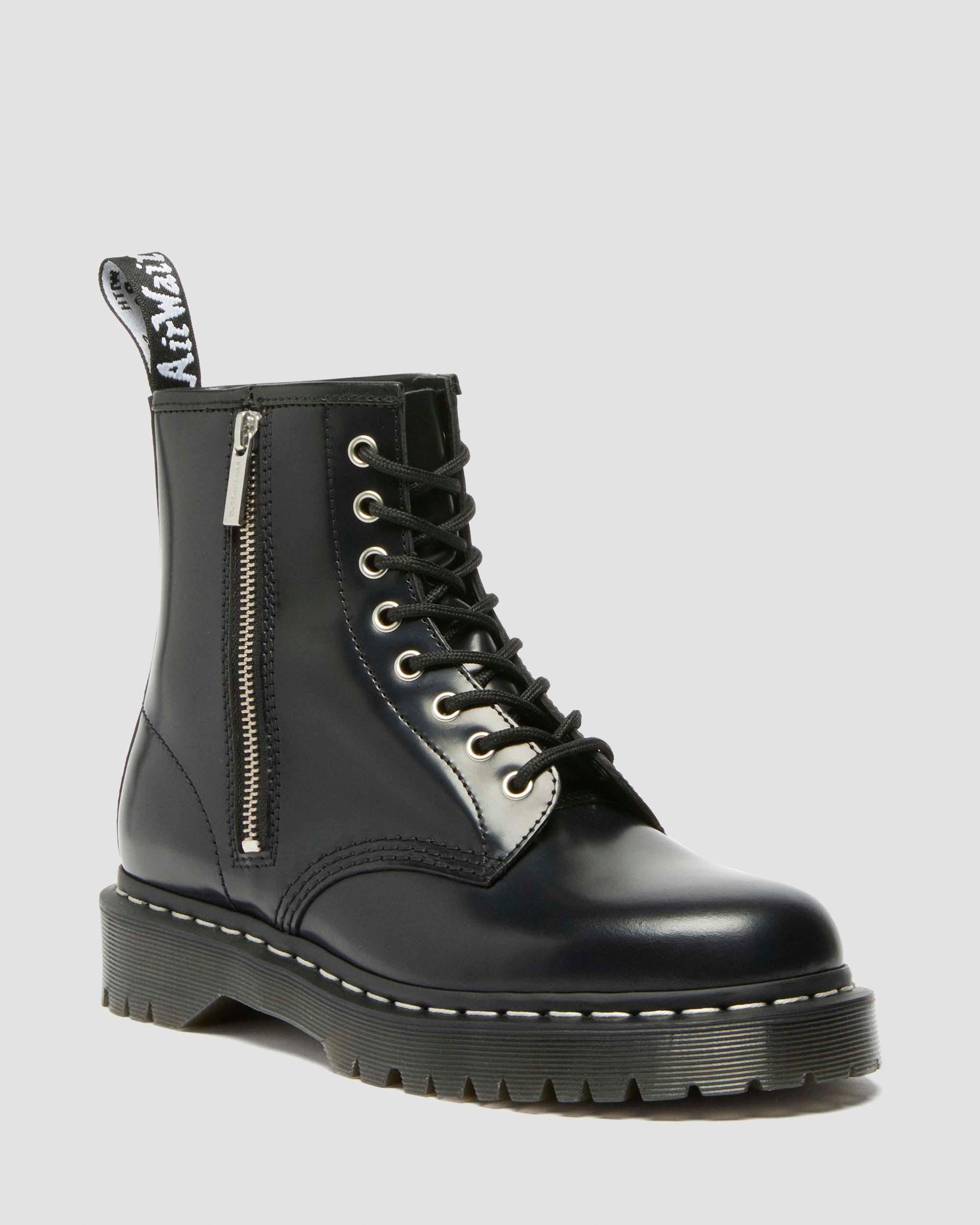 1460 Lace and Zip Smooth leather Boots in Black | Dr. Martens