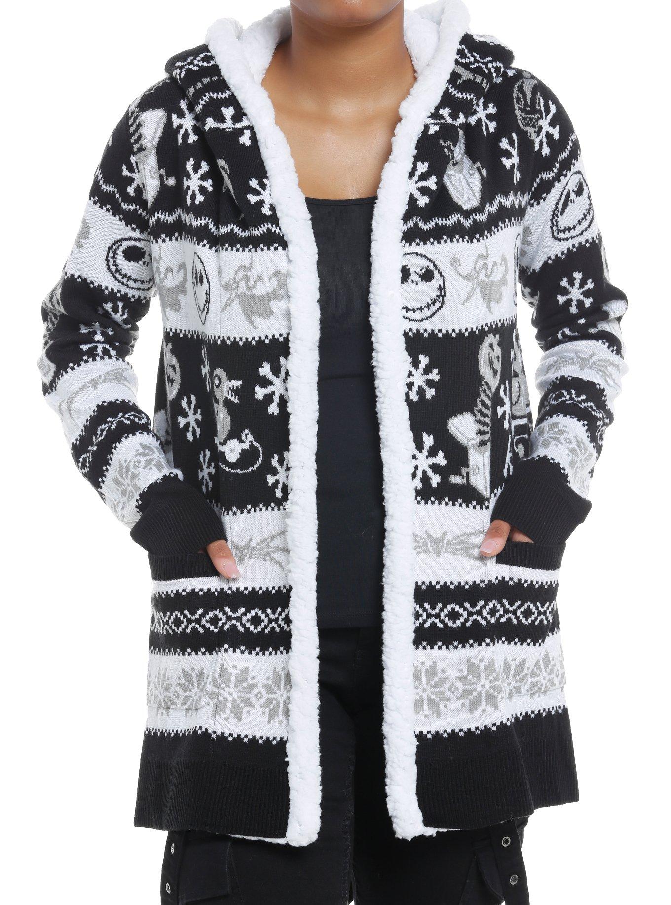 The Nightmare Before Christmas Fair Isle Sherpa Open Cardigan