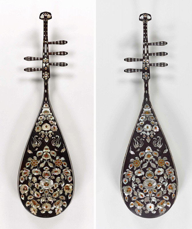 正倉院「螺鈿紫檀五絃琵琶」 精巧な模造品を初公開 [写真特集1/4