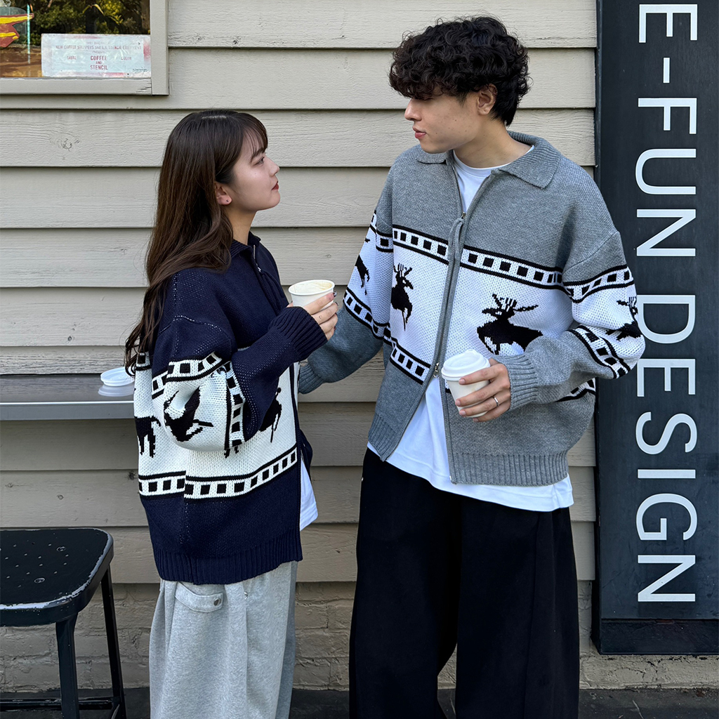 ユニセックスシカジップアップカーディガン | ファッション通販サイト NUGU