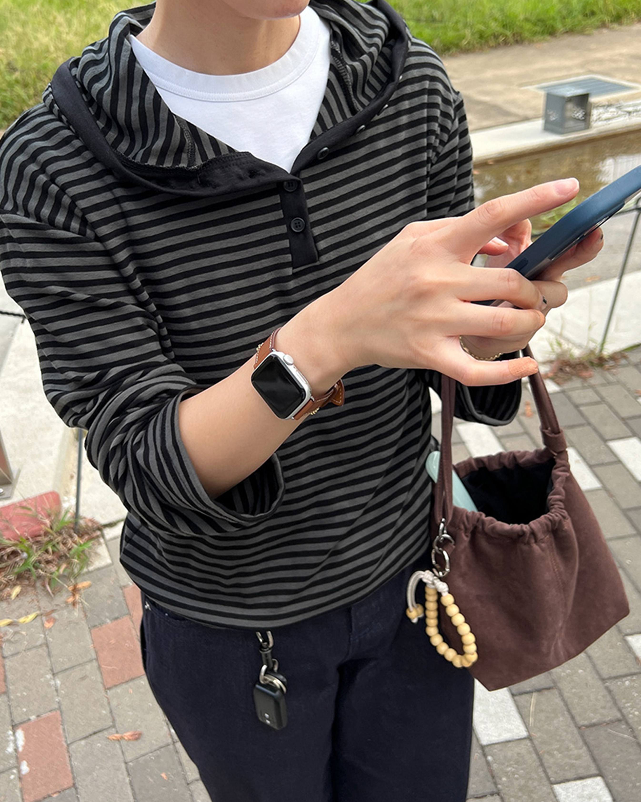 2回再販](ORIGINAL) ソフトドローストリングショルダーバッグ (brown