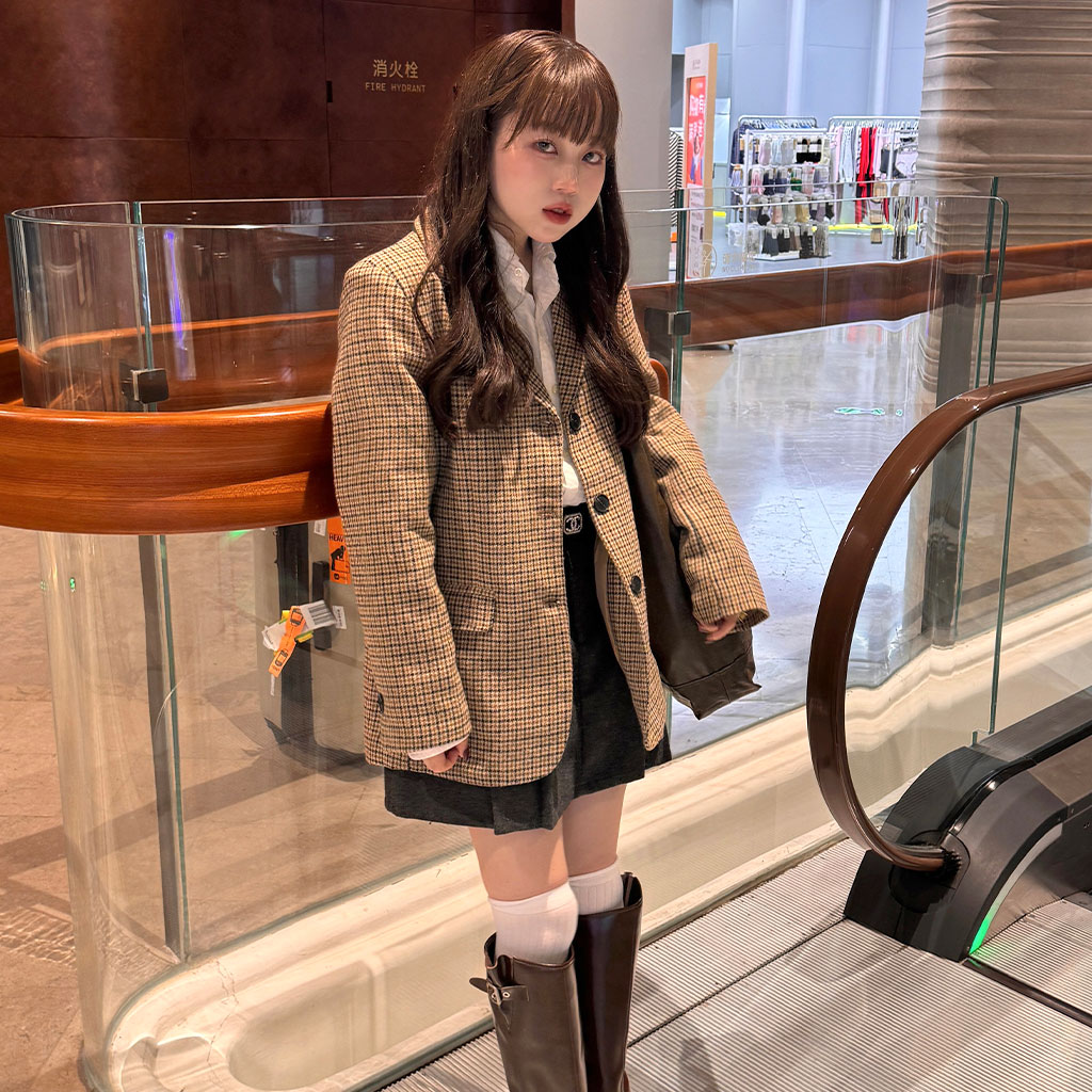 スリーボタンチェックジャケット | ファッション通販サイト NUGU