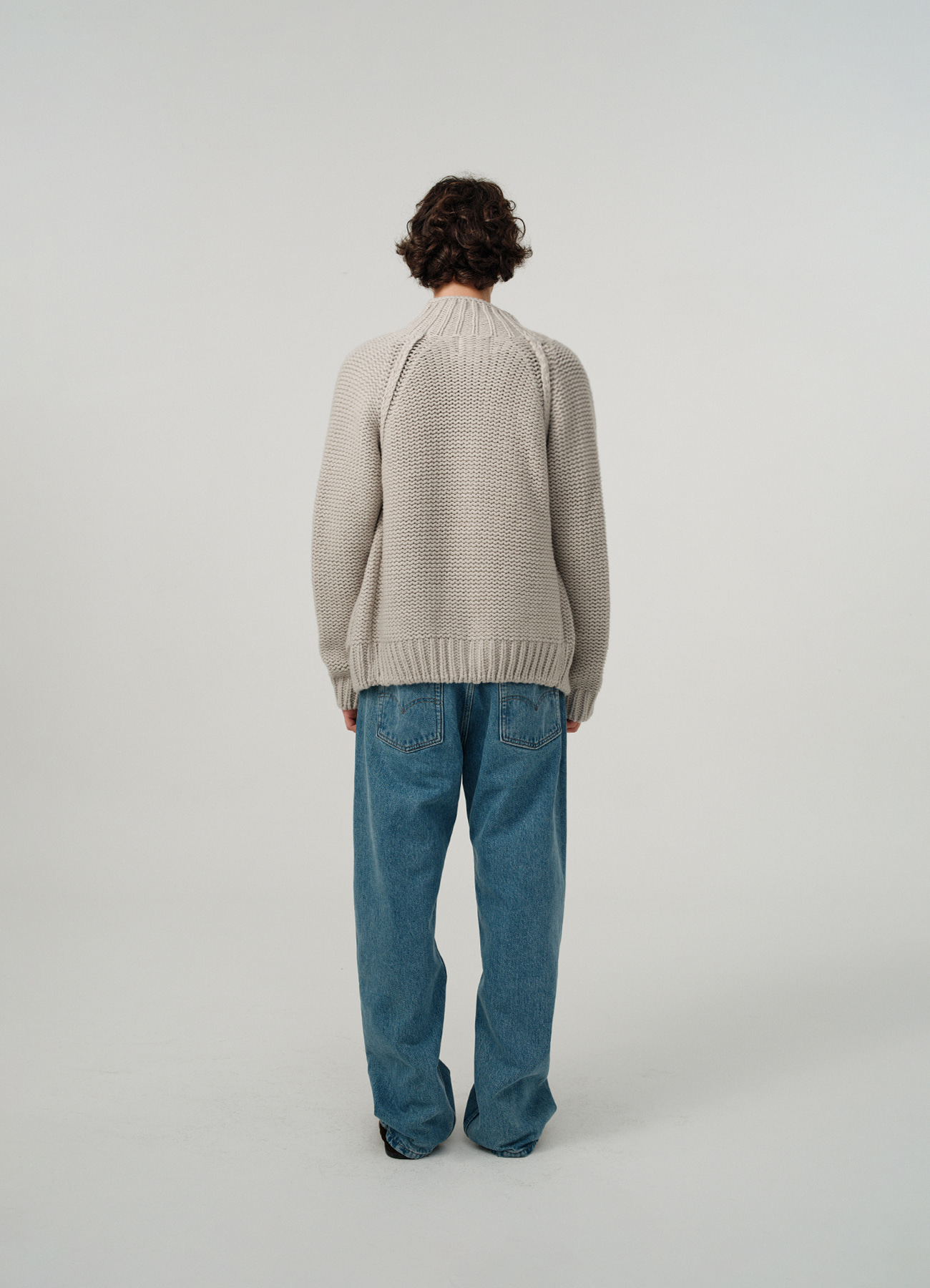 Oversized Soap Zip-Up Knit Cardigan - Grey | ファッション通販