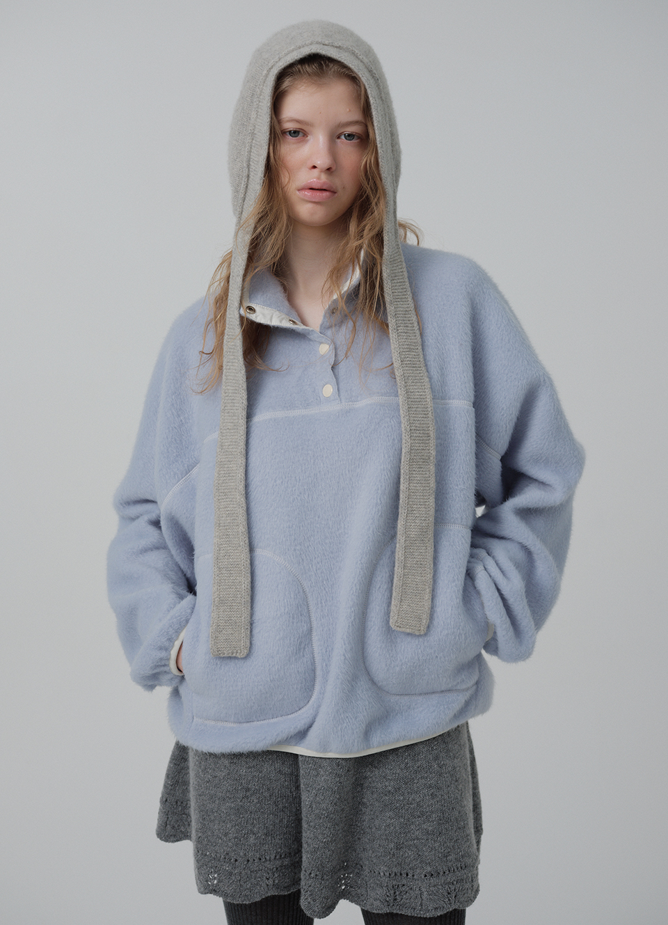 Pove Fleece Half-Snap Pullover_Light Blue | ファッション通販サイト