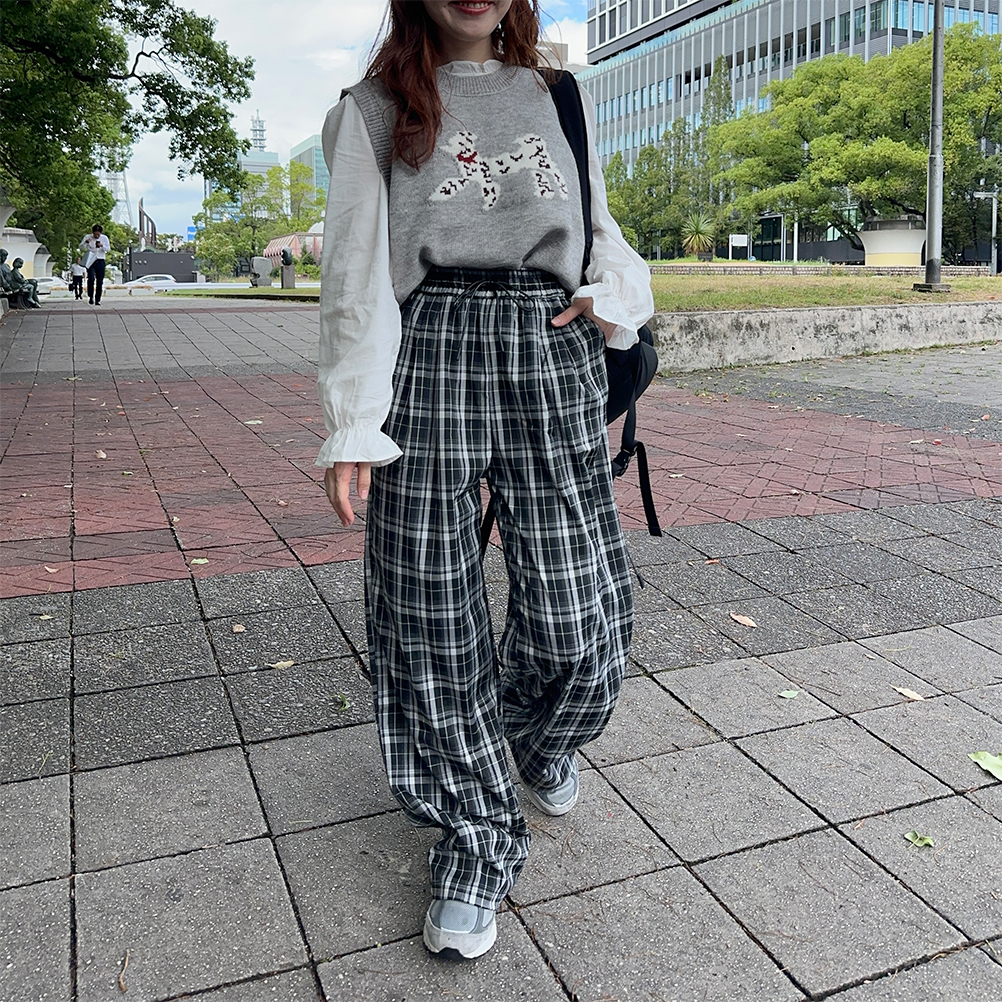 チェックワイドパンツ | ファッション通販サイト NUGU