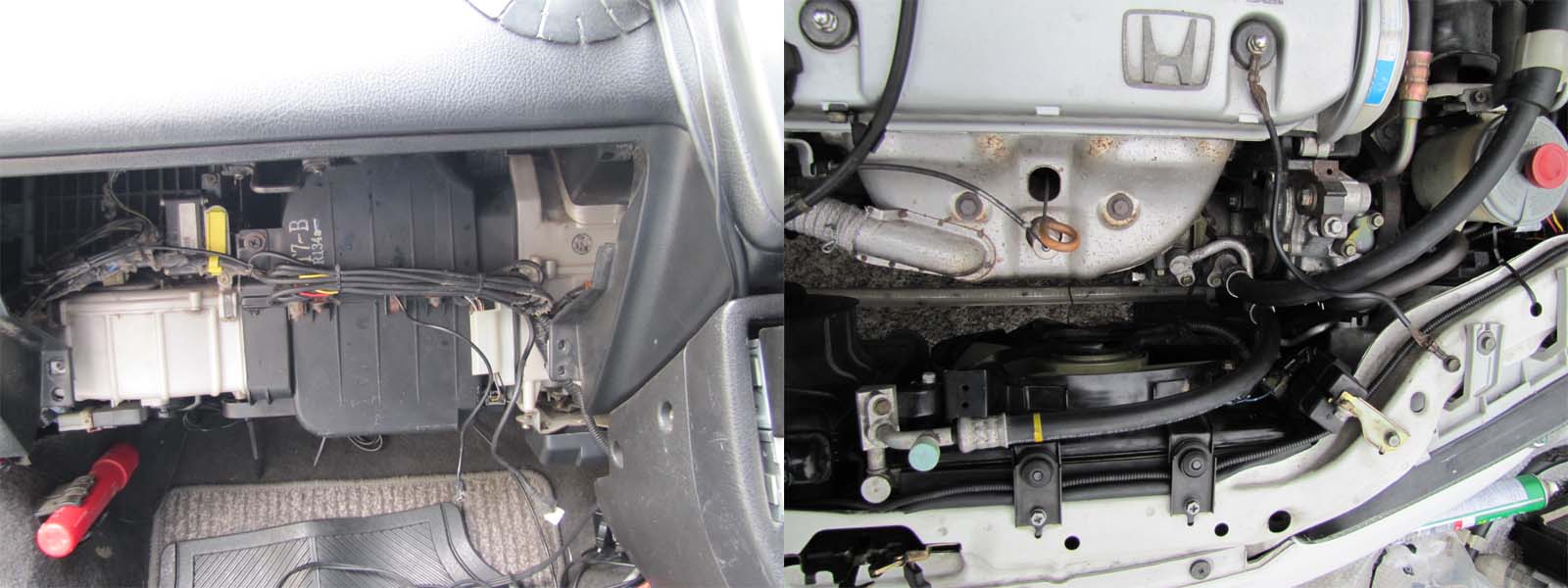 前期型EGシビック新冷媒(R134a)エアコン変更工事（ホンダ シビック・EG