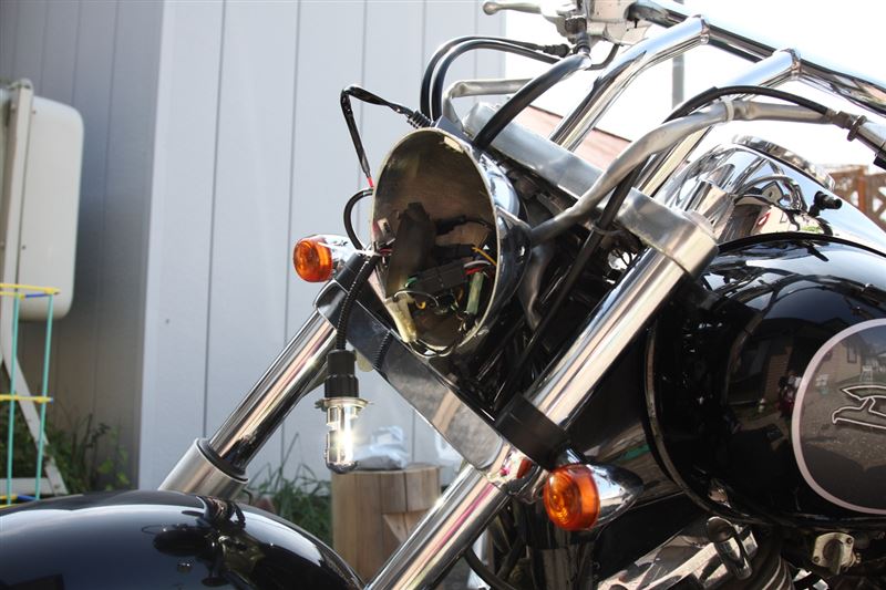 ドラッグスター400のヘッドライトをHID化してみました(v^ー°)（ヤマハ