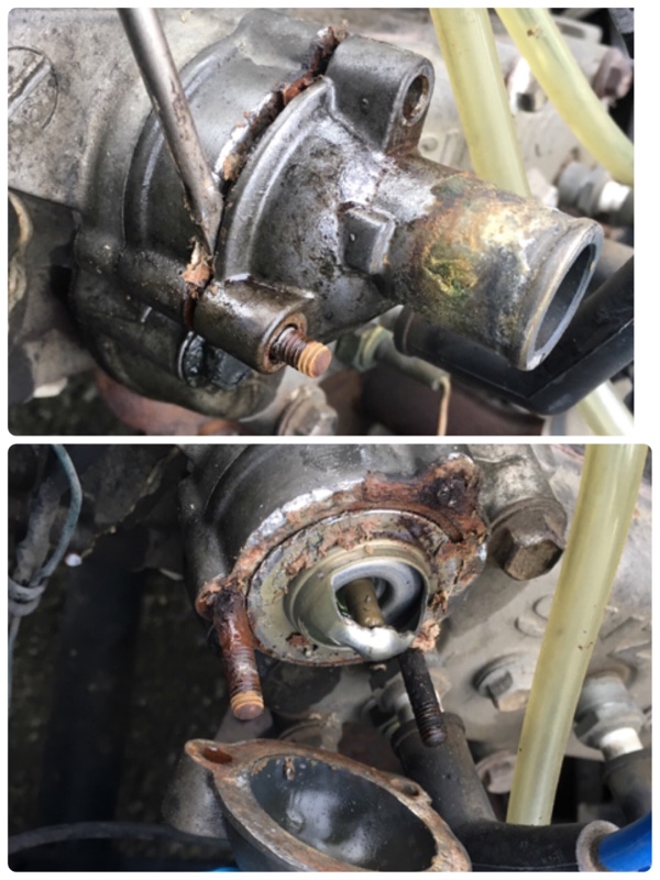 SJ30 冷却水系統交換（その2）固着との闘いとサーモスタット取付