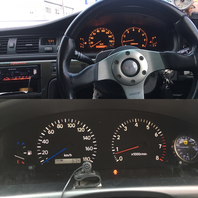 GX100用 メーター流用+加工+水温計埋め込み（トヨタ チェイサー・X100