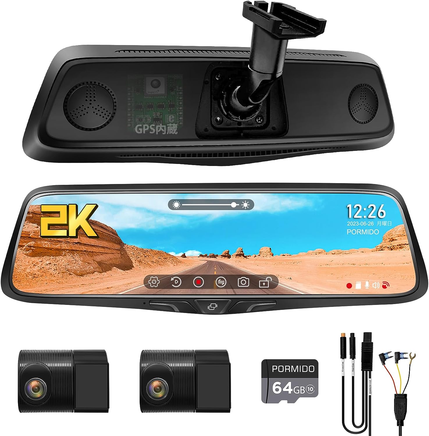 PORMIDO製ミラー型ドライブレコーダー(PRD80C)取付（スズキ スイフト