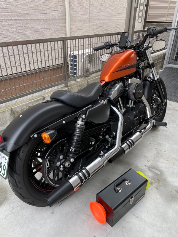 ハーレー フォーティーエイト Yパイプマフラー交換 （直管爆音