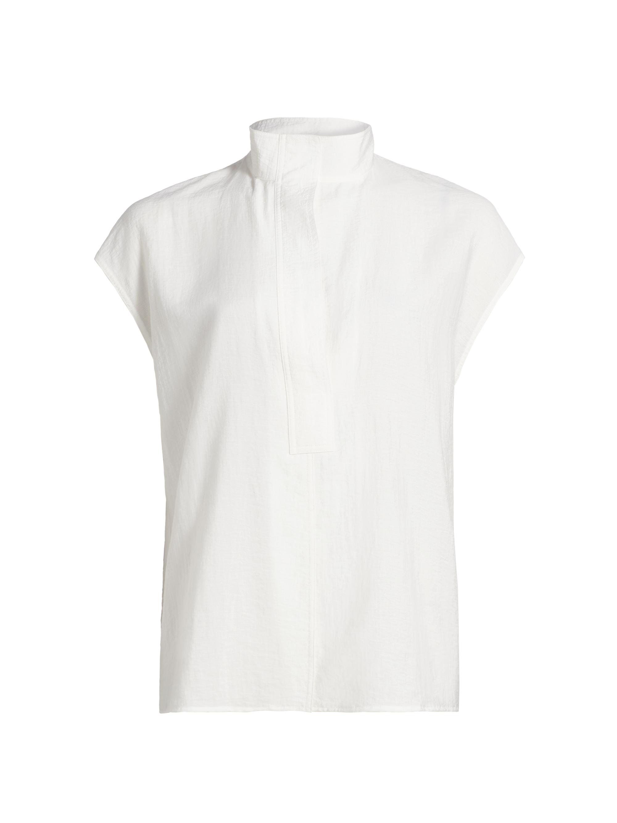 TWP Beaded Collar Cotton Cap-Sleeve Shirt | Saks Fifth Avenue