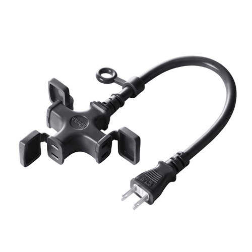 TAP-EX32-03BK【電源延長コード（防塵キャップ付き、3分岐・2P・3個口