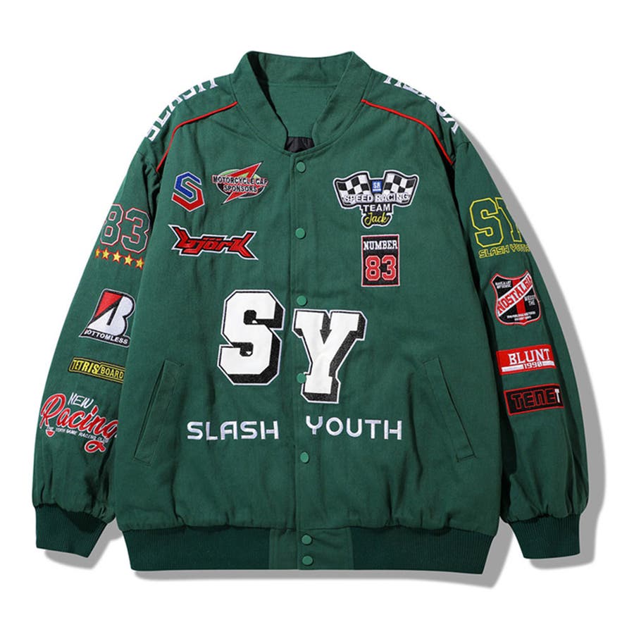 刺繍ワッペンレーシングジャケット 全3色 レーサージャケット[品番