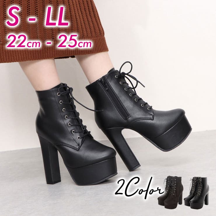 Mafmof(マフモフ) ボリューム厚底ストーム太ヒールレースアップヒール