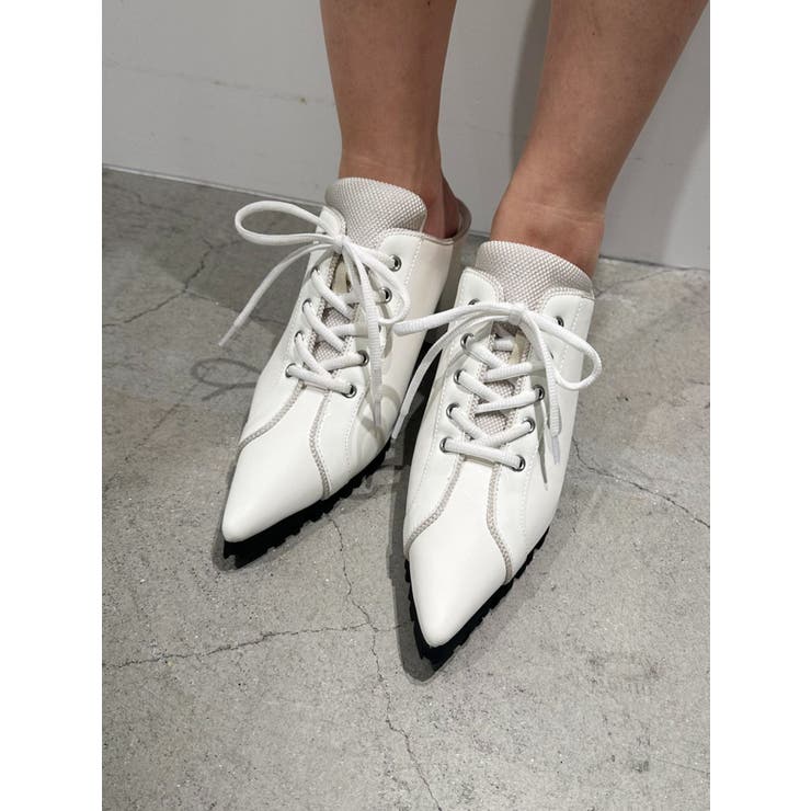 レースアップスポーティーポインテッドミュール[品番：MKSW0059068