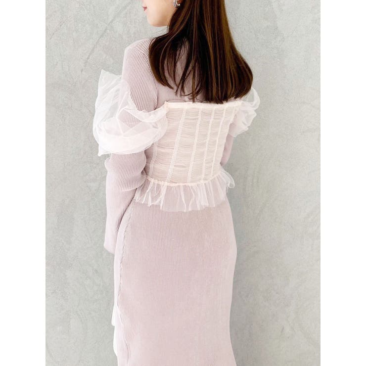 シャーリングビスチェニットワンピース[品番：MKSW0061991