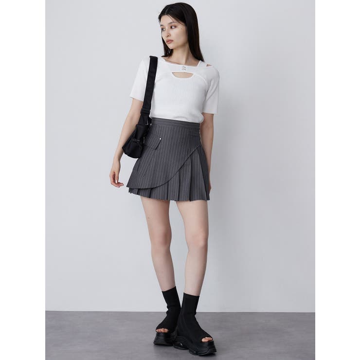 フロントホックレイヤードハーフニット[品番：MKSW0065172]｜MURUA