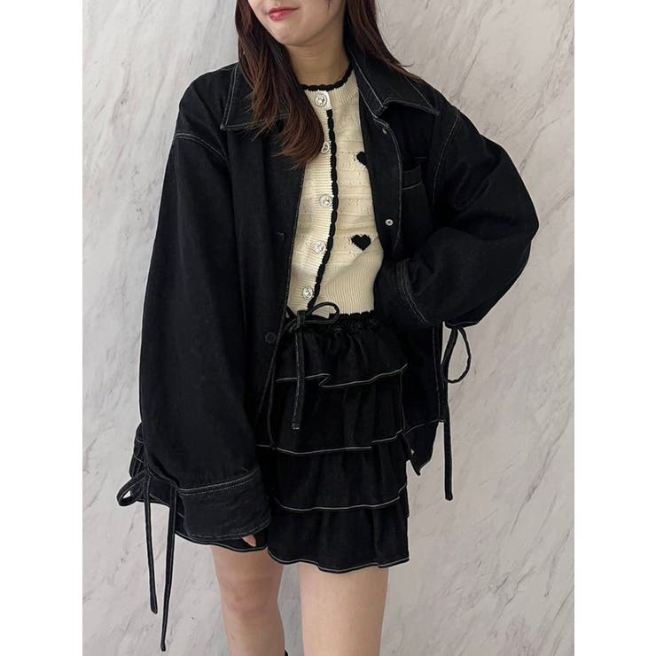 SETUP】カフスリボンフェイクレザージャケット※セットアップ対応[品番