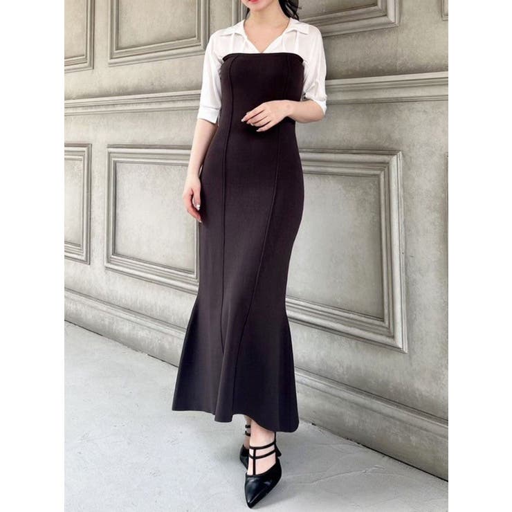 シャツドッキングニットワンピース[品番：MKSW0058516]｜RESEXXY