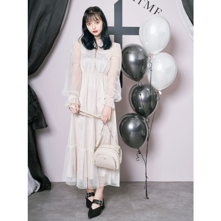 ドットチュールマキシワンピース[品番：MKSW0042895]｜EATME