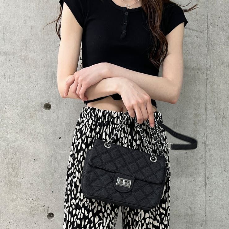 キルティングチェーンデニムショルダーバッグ[品番：MJNW0003319]｜me