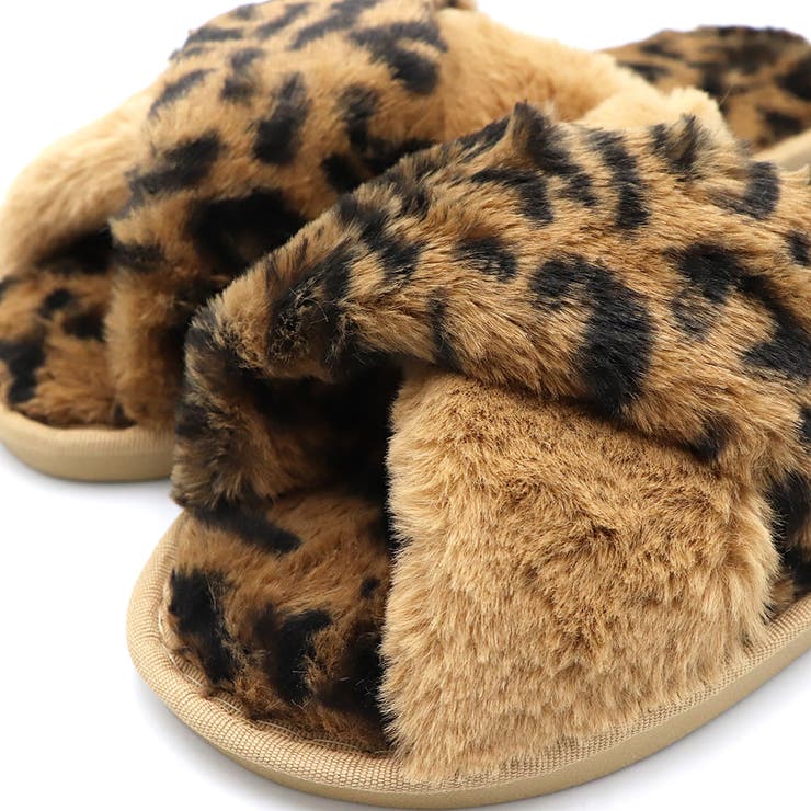 ファーサンダル レディース レオパード柄[品番：II000004674