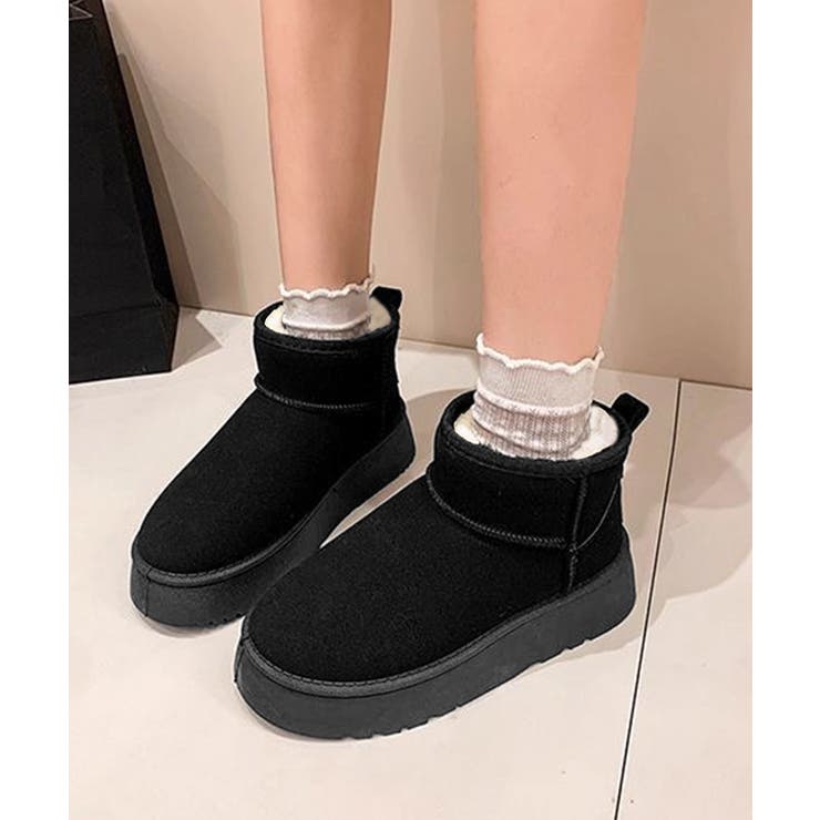 厚底ムートンブーツ 裏起毛ショートブーツ[品番：II000011988