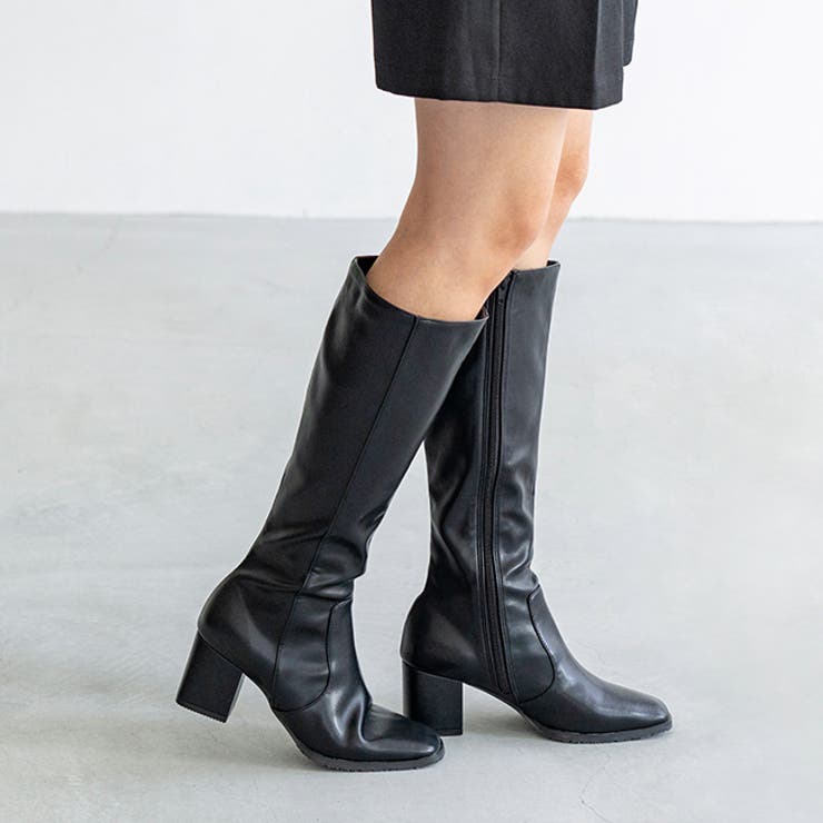 ロングブーツ レディース チャンキーヒール[品番：HSYS0010403