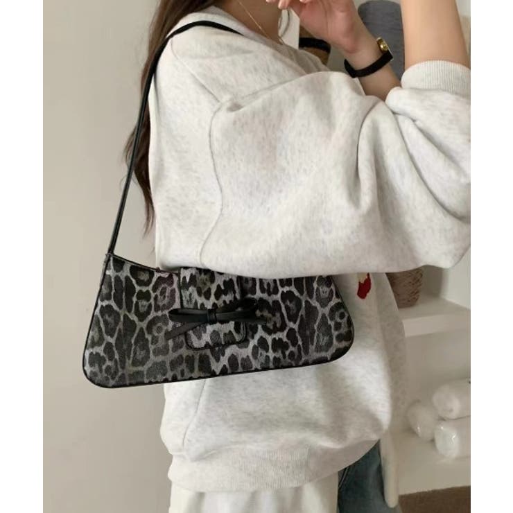 柄アソート リボンデザイン ワンハンドルバッグ レオパード 千鳥柄