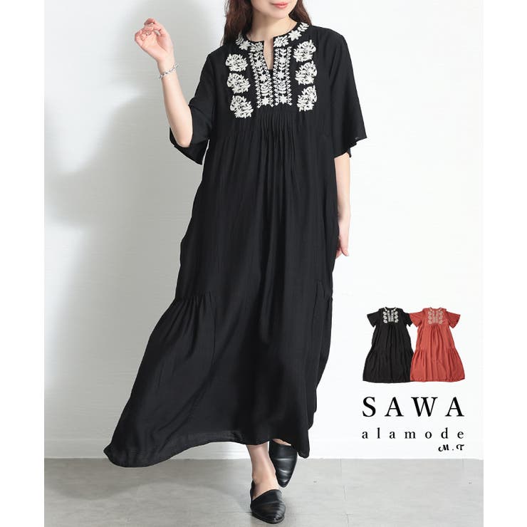 ナチュラルな可憐さに惹かれる花柄刺繍ワンピース レディース