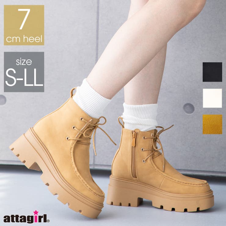 厚底レースアップモカシンブーツ[品番：ATAW0001258]｜attagirl