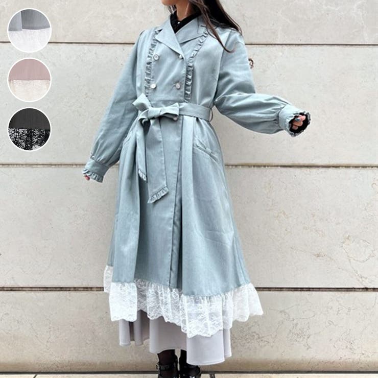 レース襟付トレンチコート[品番：IGAW0004587]｜axes femme