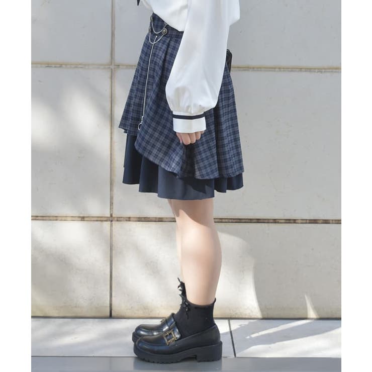 チェーンファスナー付ミニスカート[品番：IGAW0005765]｜axes femme