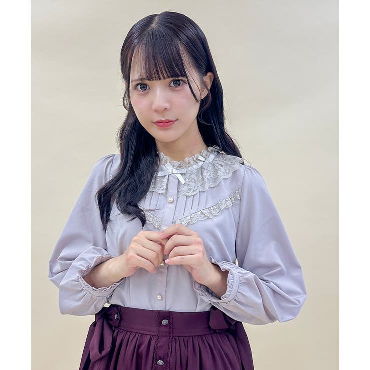 リボン襟フリルブラウス[品番：IGAW0005480]｜axes femme（アクシーズ