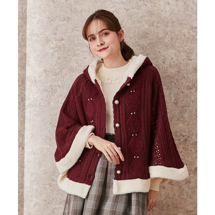 裏ボアニットポンチョ[品番：IGAW0001032]｜axes femme（アクシーズ