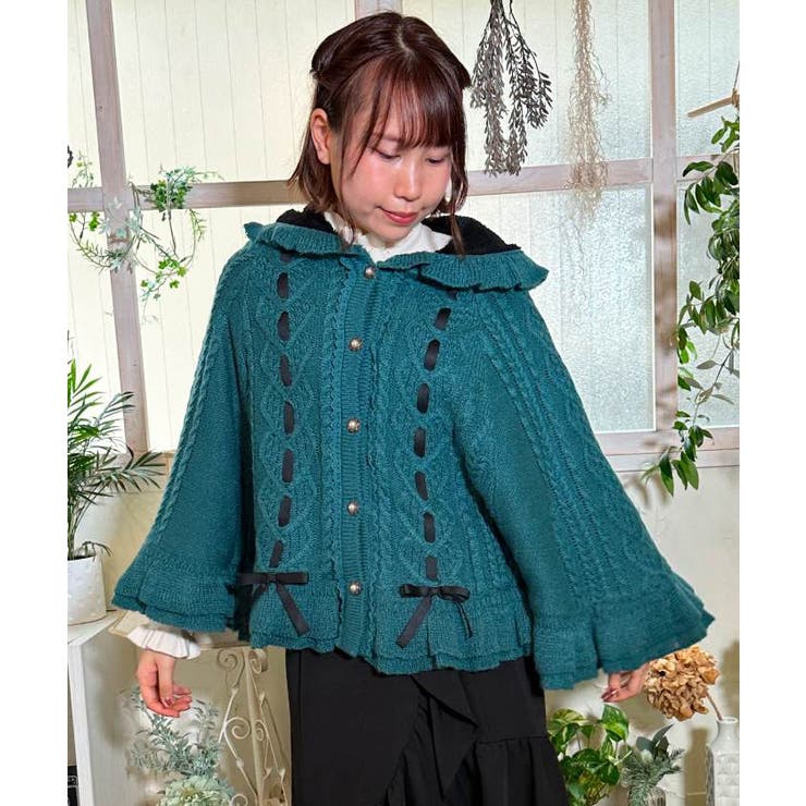 ガーリー裏ボアニットケープ[品番：IGAW0004219]｜axes femme