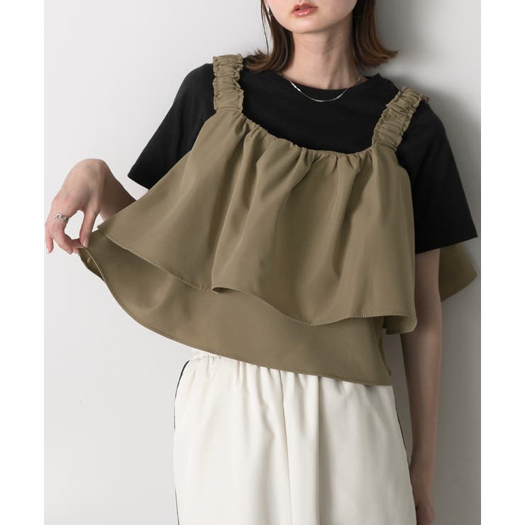 シャーリングキャミソール ボリュームビスチェ[品番：ADEW0004463]｜ad