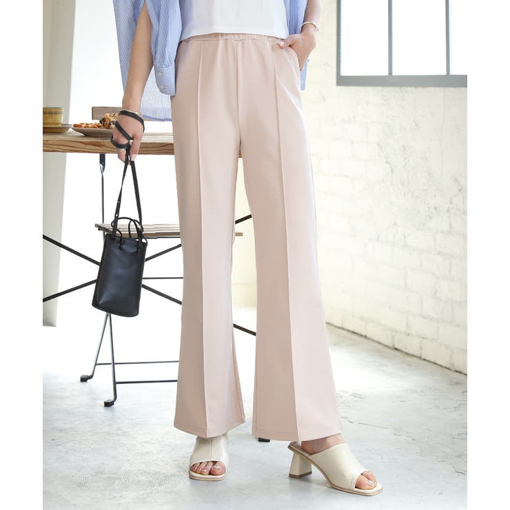 新色追加】セミフレアパンツ センターシーム ウエストゴム[品番