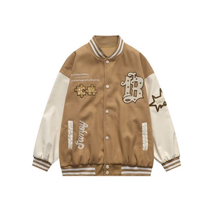 ブルゾン【HOOK】B柄 ユニセックスアメカジワッペン刺繍スタジャン