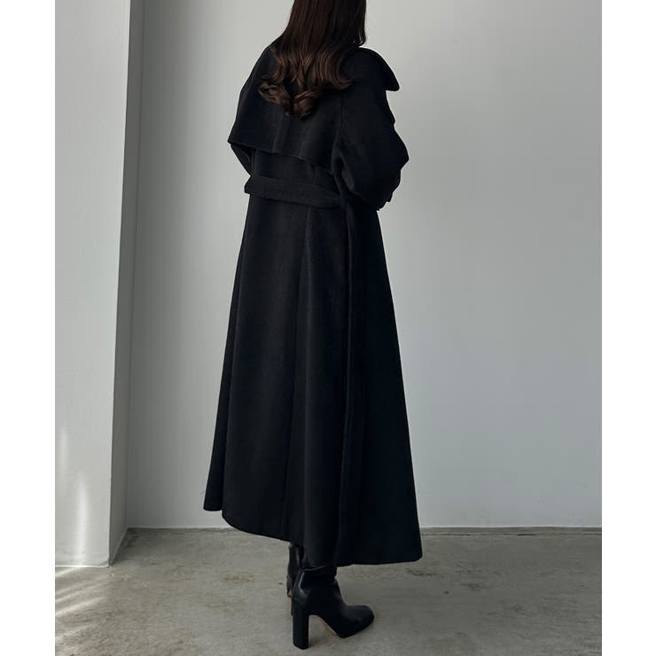 Louere 2wayハイネックウールライクウエストシェイプフレアコート[品番