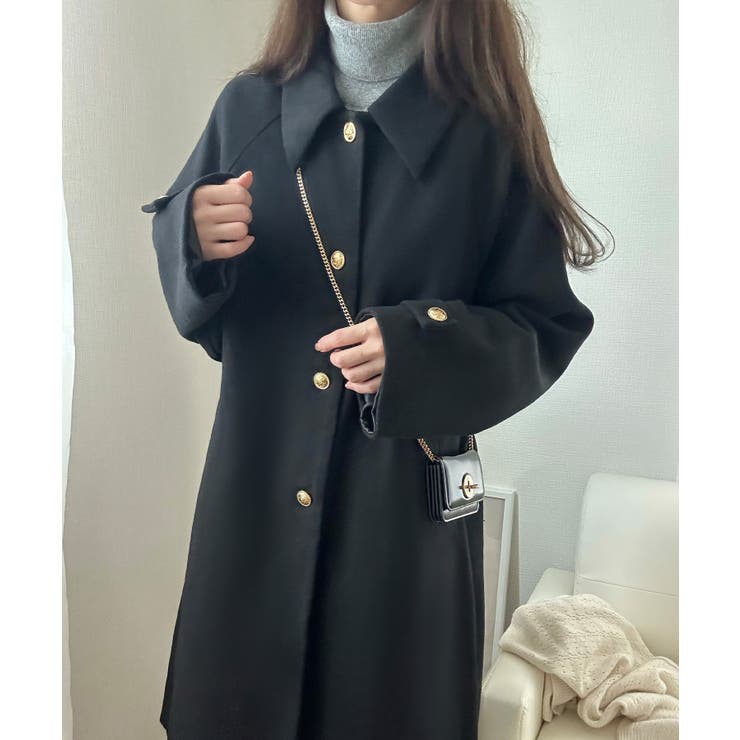 ゴールドボタンAラインミドルコート[品番：AMTW0009893]｜LAUIR