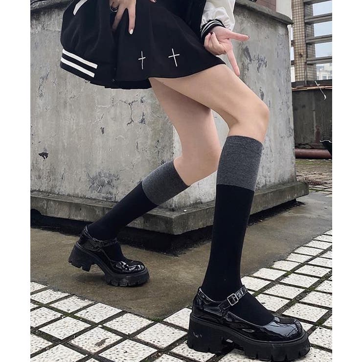 ニーハイソックス バイカラーレッグウェア[品番：AGCW0005048