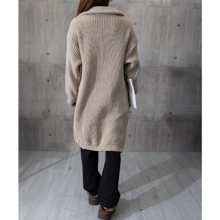 ロングニットカーディガン 厚手レディース[品番：AGCW0005136