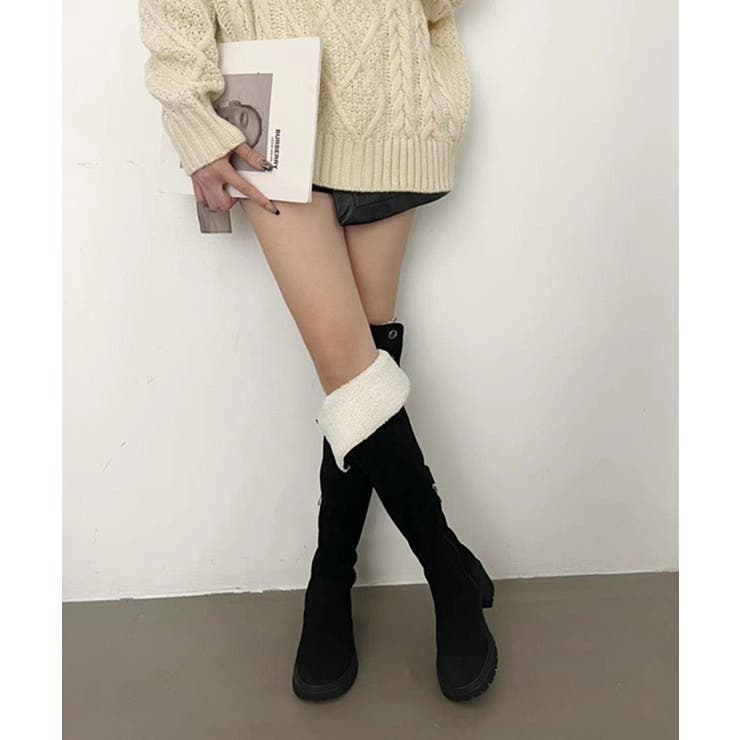 ニーハイブーツ ロングブーツ スエード調[品番：AGCW0006056