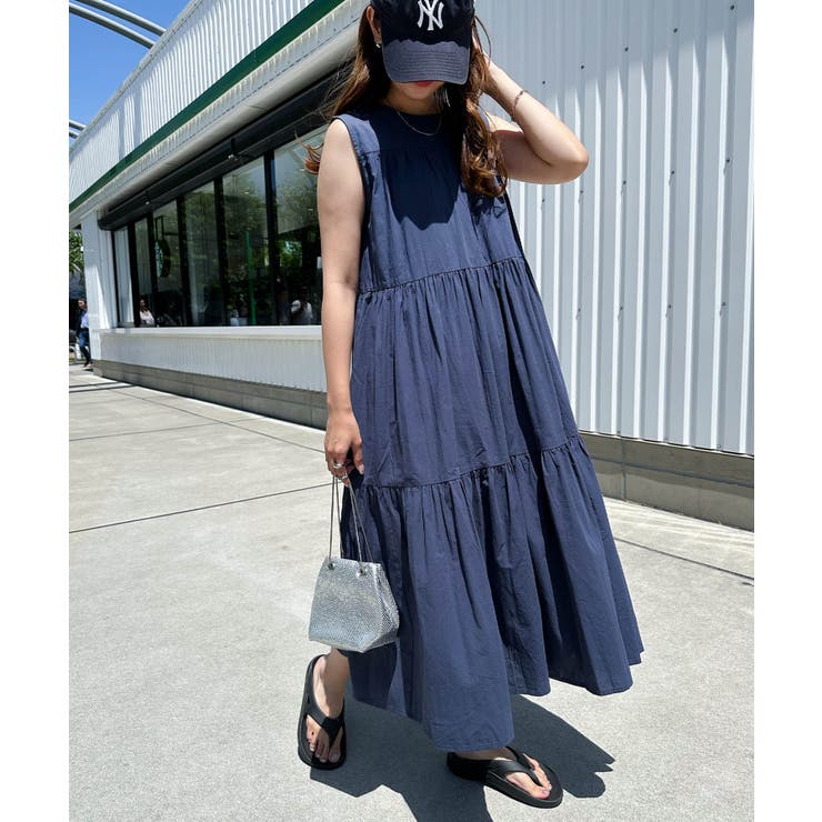 ワッシャーコットン ティアード ワンピース[品番：AZ000004030]｜andme