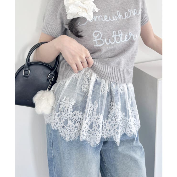 レーススカートレイヤーブラキャミソール[品番：OUTW0000170